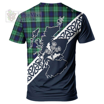 Abercrombie Tartan T-Shirt Featuring Thistle and Scotland Map