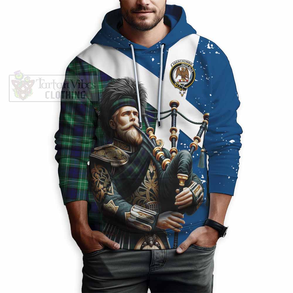 Tartan Vibes Clothing Abercrombie Tartan Hoodie with Family Crest Scottish Bagpiper Vibes