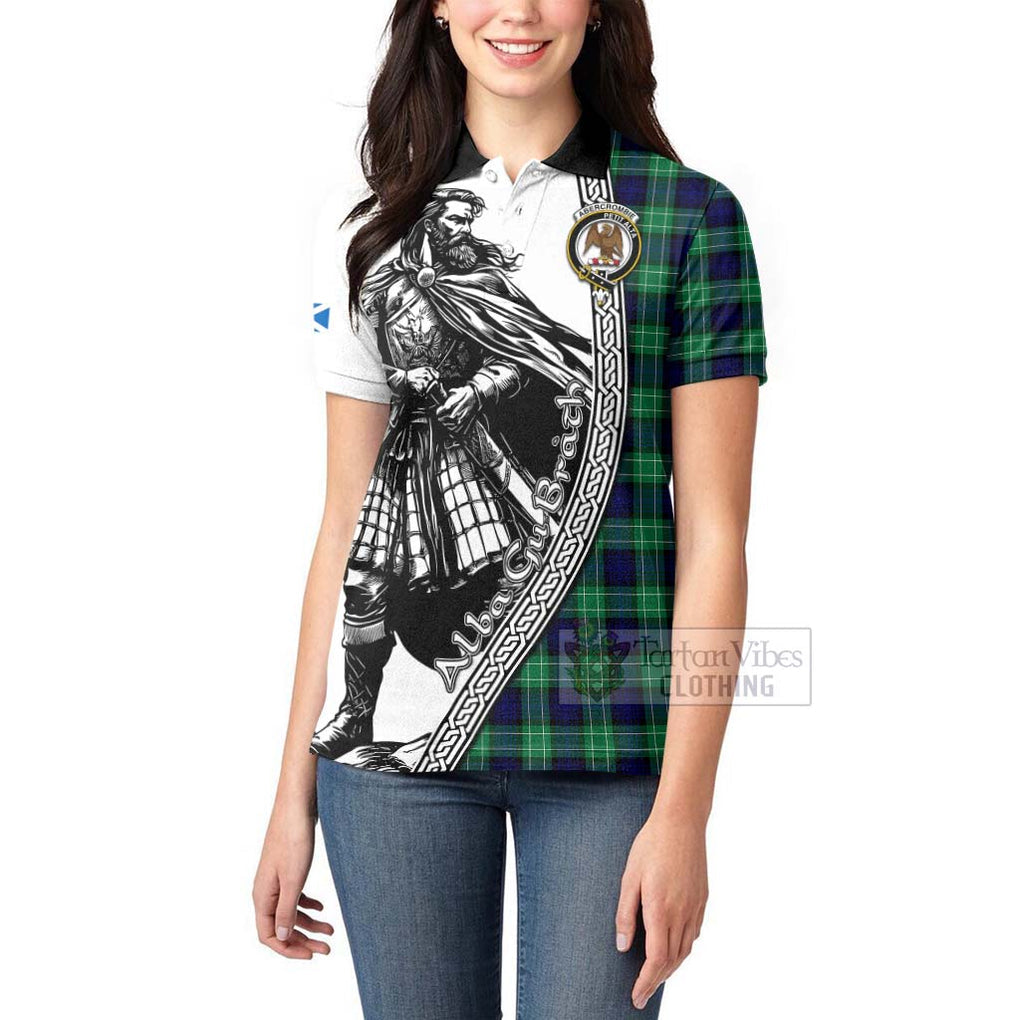 Tartan Vibes Clothing Abercrombie Tartan Clan Crest Women's Polo Shirt with Highlander Warrior Celtic Style