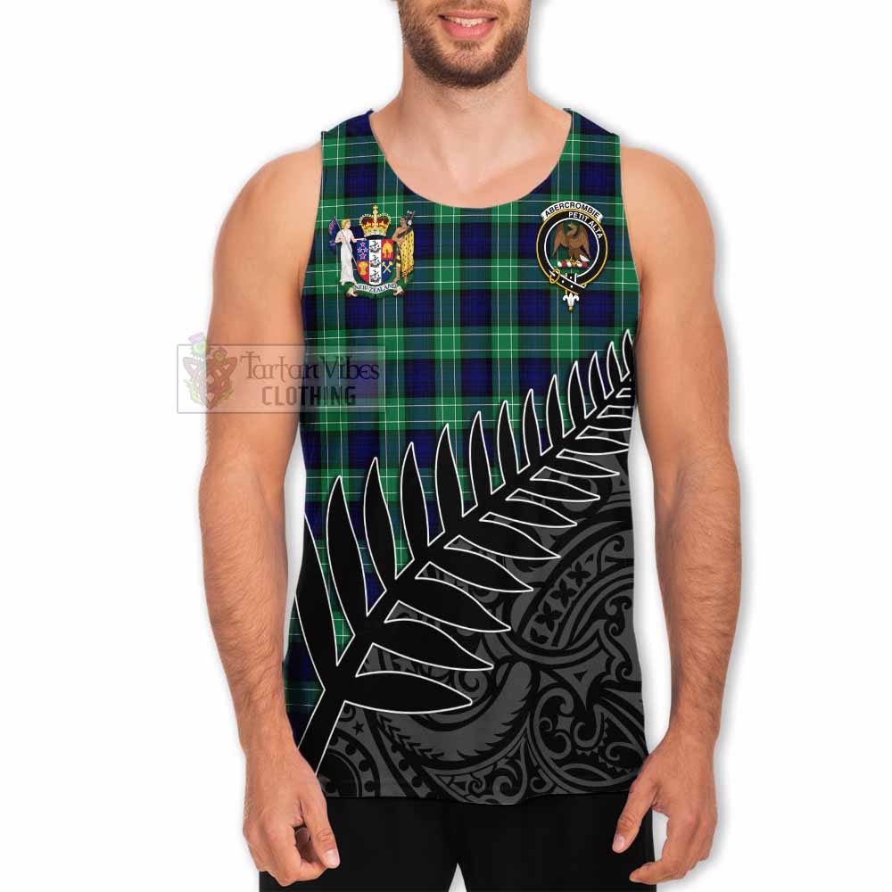 Tartan Vibes Clothing Abercrombie Crest Tartan Men's Tank Top with New Zealand Silver Fern Half Style