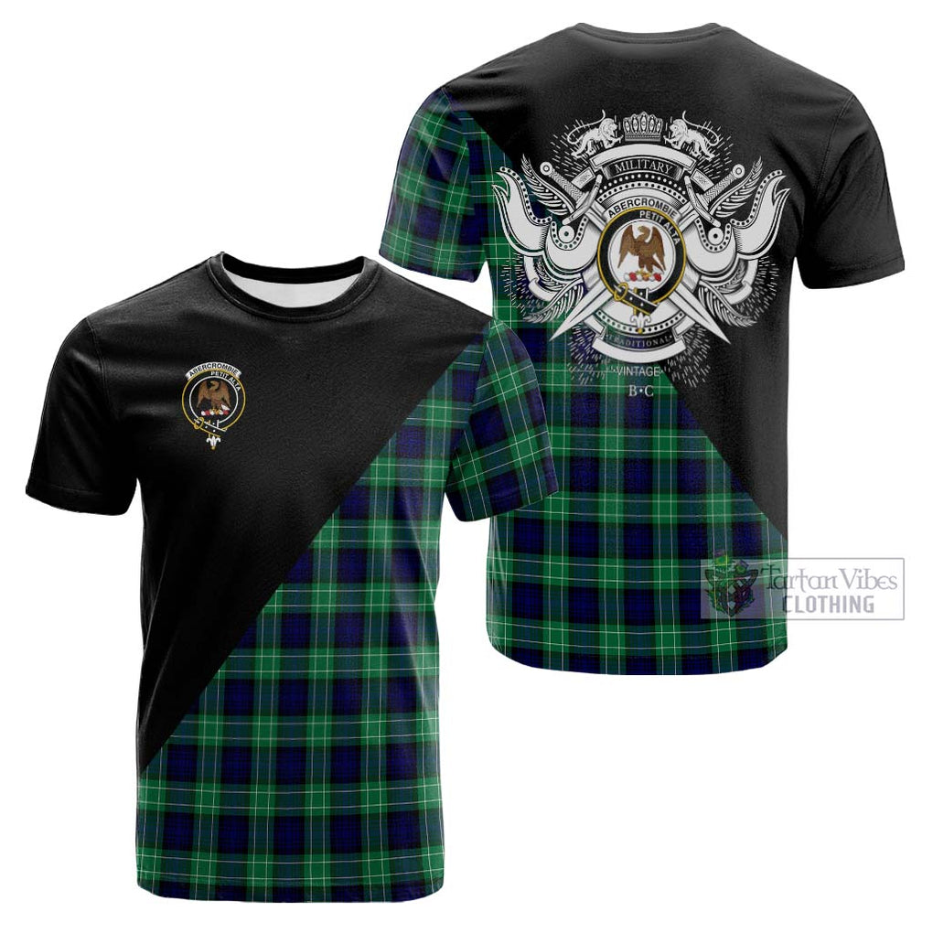 Tartan Vibes Clothing Abercrombie Tartan Cotton T-shirt with Family Crest and Military Logo Style