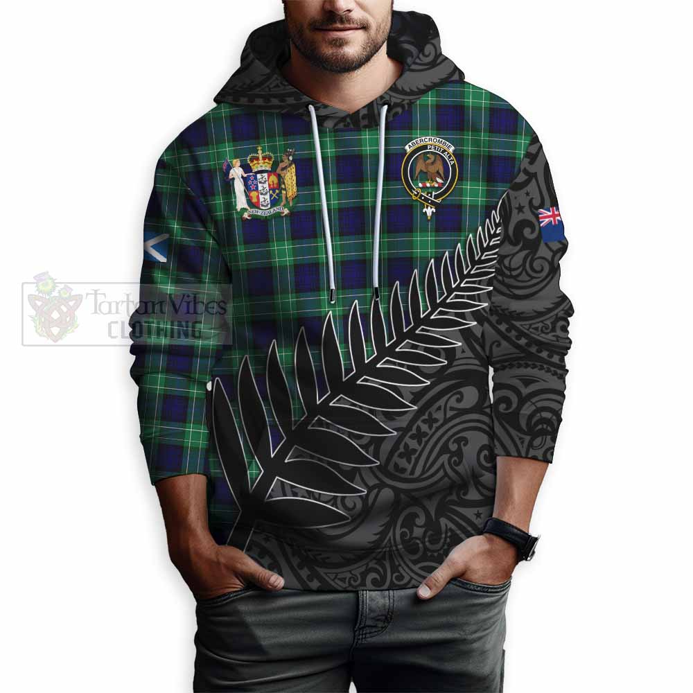 Tartan Vibes Clothing Abercrombie Crest Tartan Hoodie with New Zealand Silver Fern Half Style