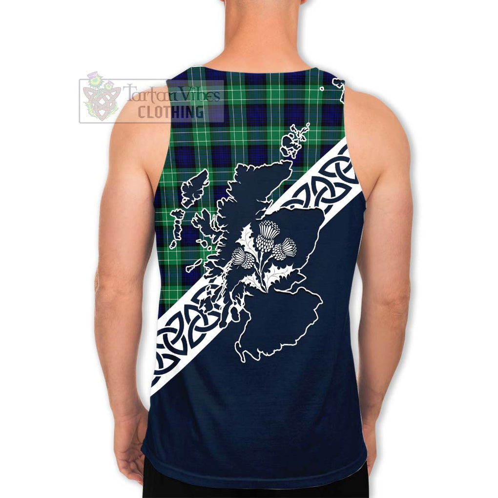 Tartan Vibes Clothing Abercrombie Tartan Men's Tank Top Featuring Thistle and Scotland Map