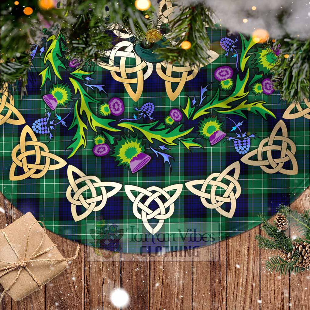 Tartan Vibes Clothing Abercrombie Tartan Christmas Tree Skirt with Thistle Celtic Knot Style