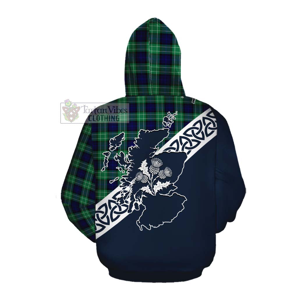 Tartan Vibes Clothing Abercrombie Tartan Cotton Hoodie Featuring Thistle and Scotland Map