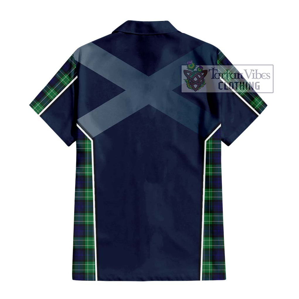 Abercrombie Tartan Short Sleeve Button Shirt with Family Crest and Lion Rampant Vibes Sport Style - Tartan Vibes Clothing