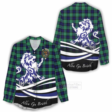 Abercrombie Tartan Women's Casual Shirt with Alba Gu Brath Regal Lion Emblem