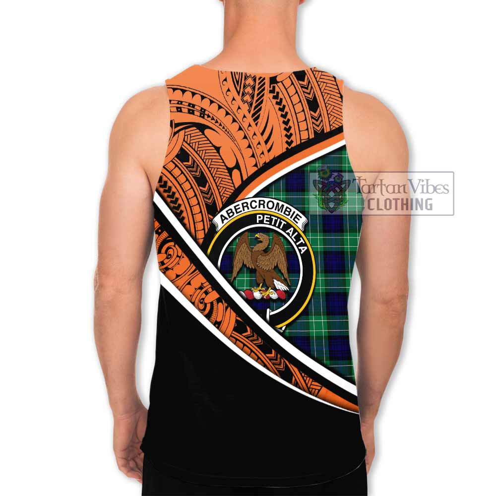 Tartan Vibes Clothing Abercrombie Crest Tartan Men's Tank Top with Maori Tattoo Style - Orange Version