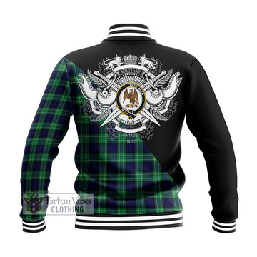 Abercrombie Tartan Baseball Jacket with Family Crest and Military Logo Style