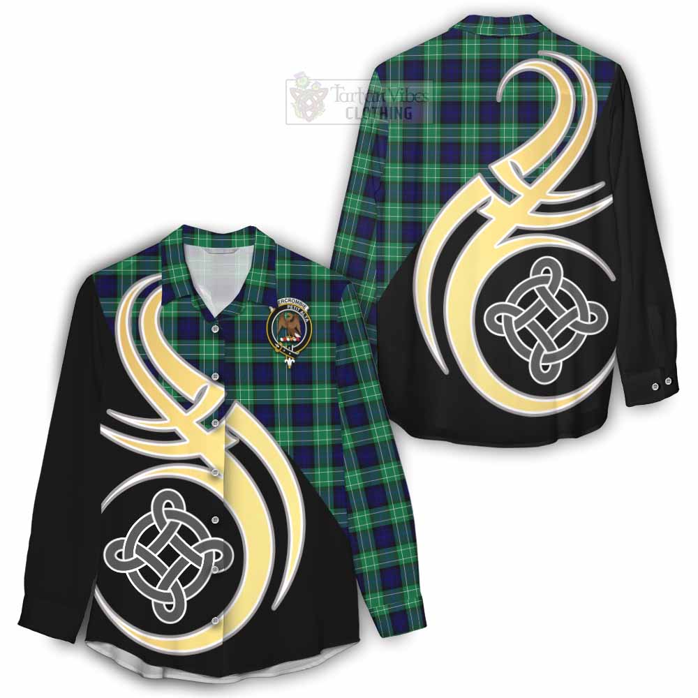 Tartan Vibes Clothing Abercrombie Tartan Women's Casual Shirt with Family Crest and Celtic Symbol Style