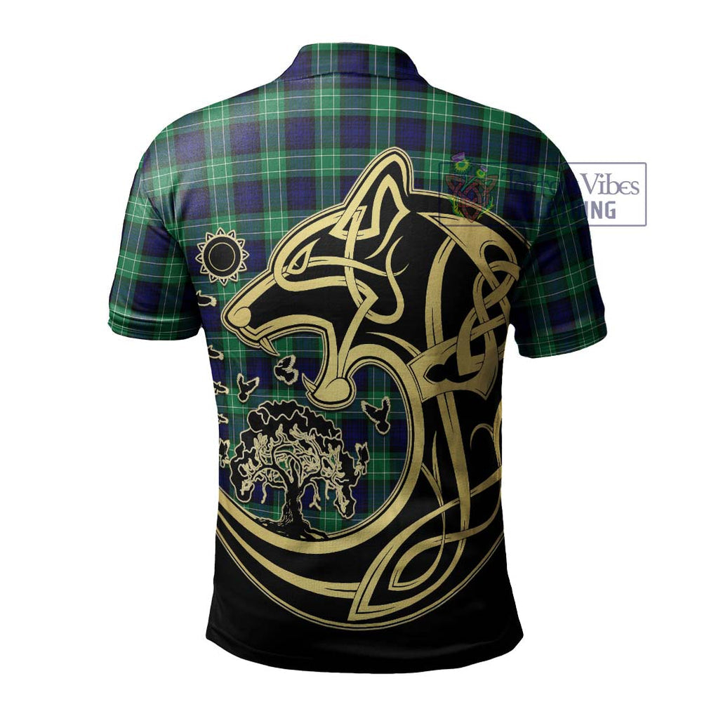 Abercrombie Tartan Polo Shirt with Family Crest Celtic Wolf Style - Tartanvibesclothing Shop