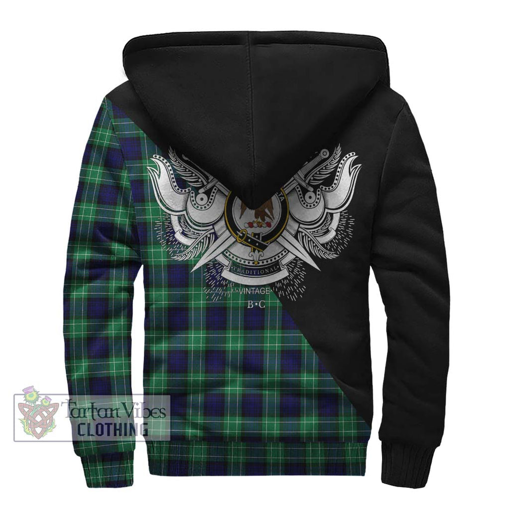 Abercrombie Tartan Sherpa Hoodie with Family Crest and Military Logo Style - Tartanvibesclothing Shop