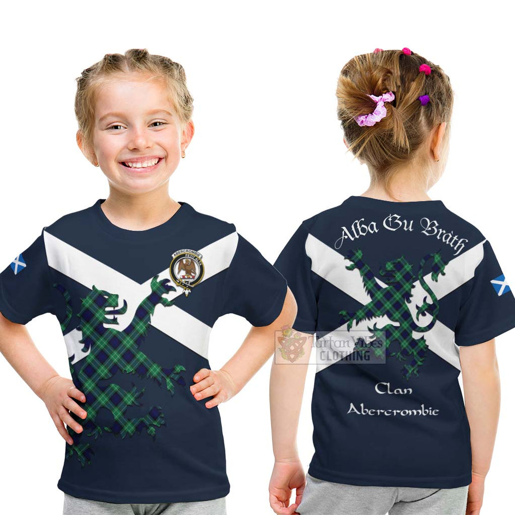 Tartan Vibes Clothing Abercrombie Tartan Lion Rampant Kid T-Shirt – Proudly Display Your Heritage with Alba Gu Brath and Clan Name