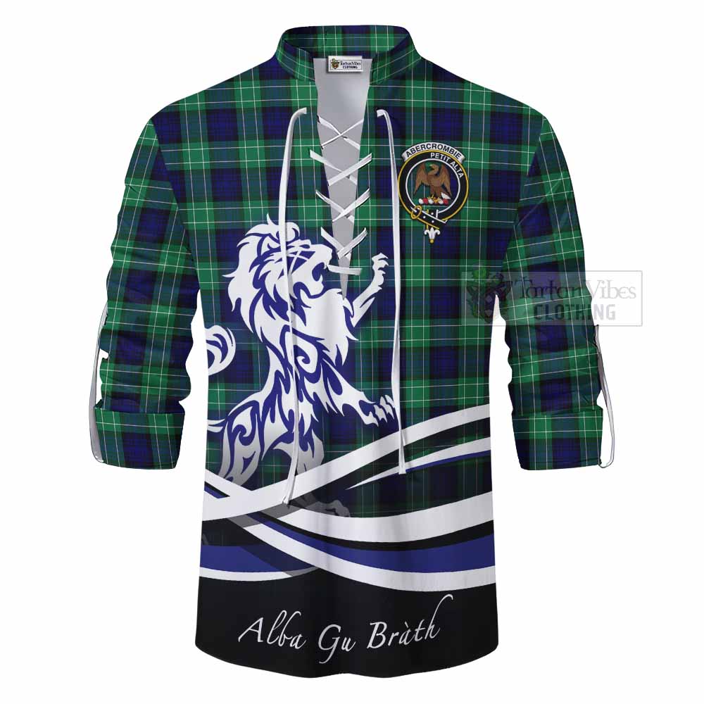 Tartan Vibes Clothing Abercrombie Tartan Ghillie Kilt Shirt with Alba Gu Brath Regal Lion Emblem