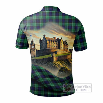 Abercrombie Tartan Family Crest Polo Shirt with Scottish Ancient Castle Style