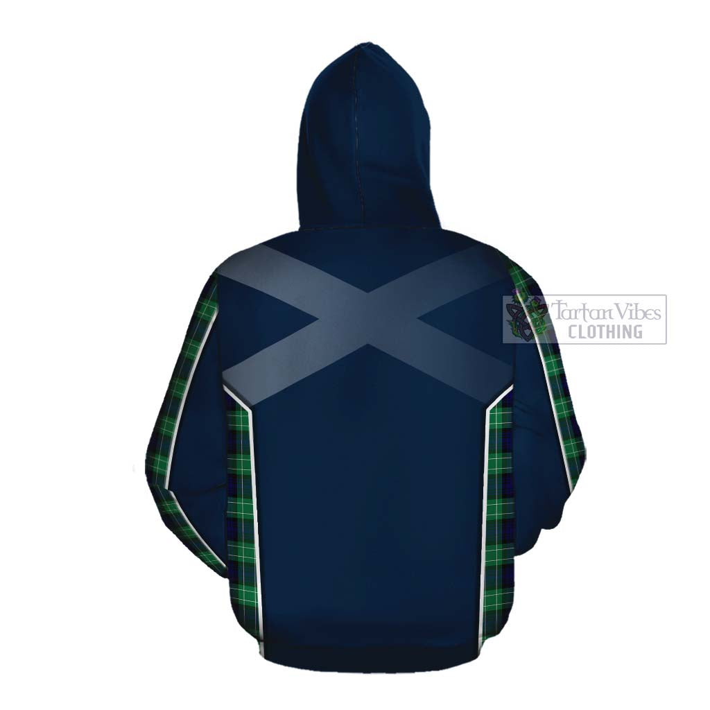 Tartan Vibes Clothing Abercrombie Tartan Cotton Hoodie with Family Crest and Scottish Thistle Vibes Sport Style