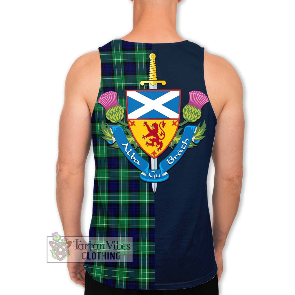 Tartan Vibes Clothing Abercrombie Tartan Men's Tank Top with Scottish Lion Royal Arm Half Style