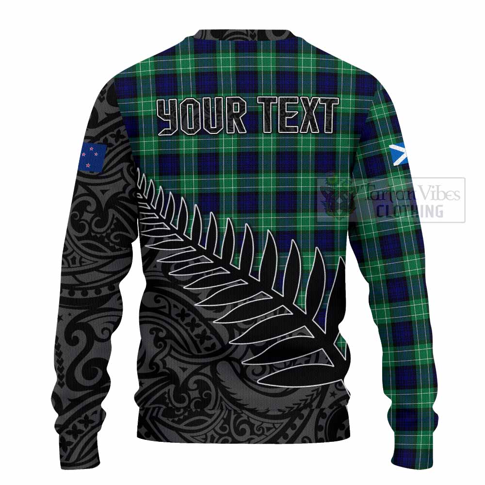 Tartan Vibes Clothing Abercrombie Crest Tartan Knitted Sweater with New Zealand Silver Fern Half Style