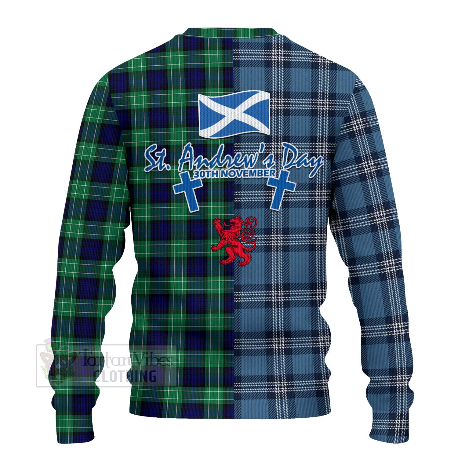 Tartan Vibes Clothing Abercrombie Tartan Knitted Sweater Happy St. Andrew's Day Half Tartan Style