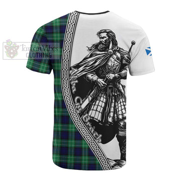 Abercrombie Tartan Clan Crest Cotton T-shirt with Highlander Warrior Celtic Style