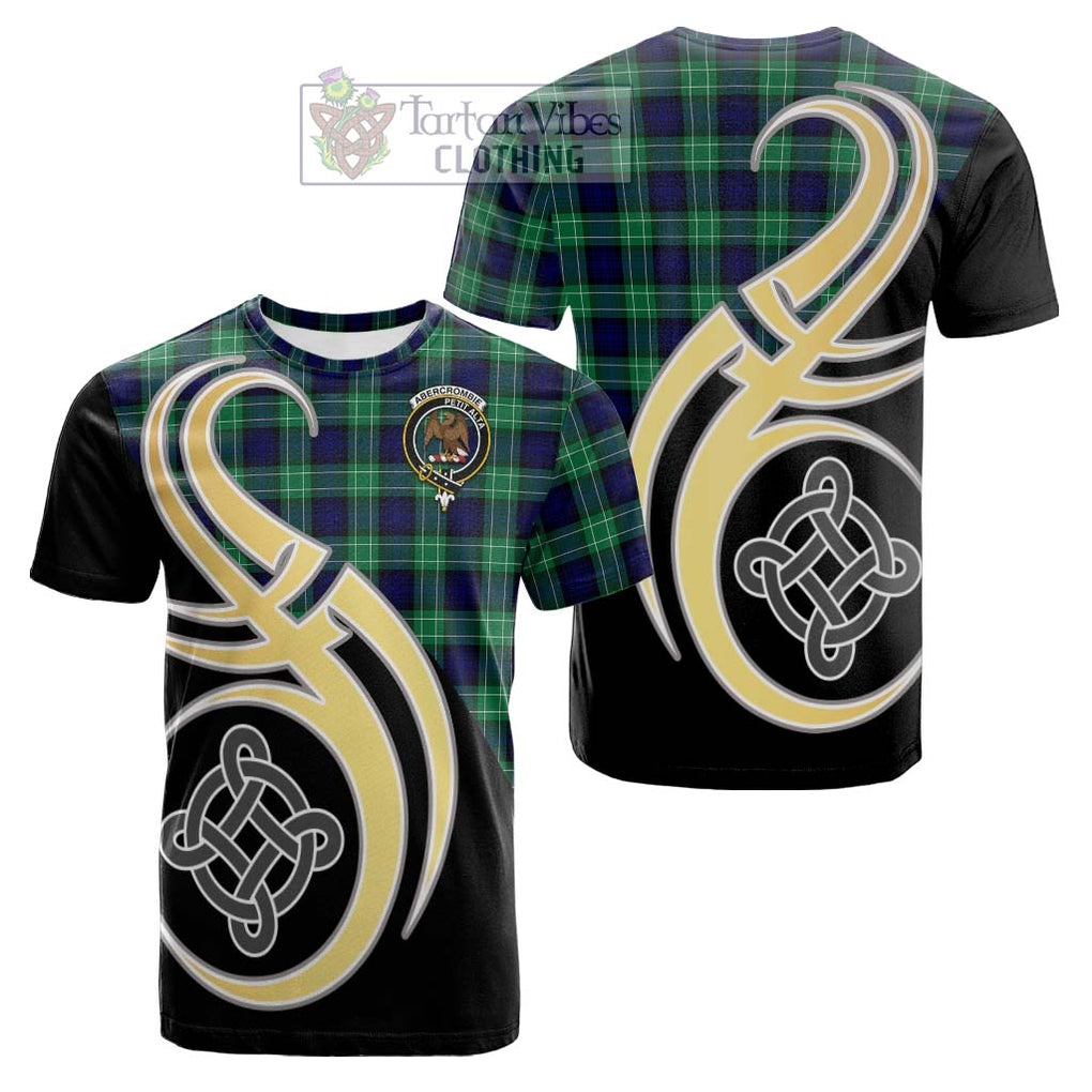 Tartan Vibes Clothing Abercrombie Tartan Cotton T-shirt with Family Crest and Celtic Symbol Style