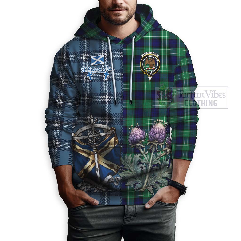 Tartan Vibes Clothing Abercrombie Tartan Hoodie Happy St. Andrew's Day Half Tartan Style