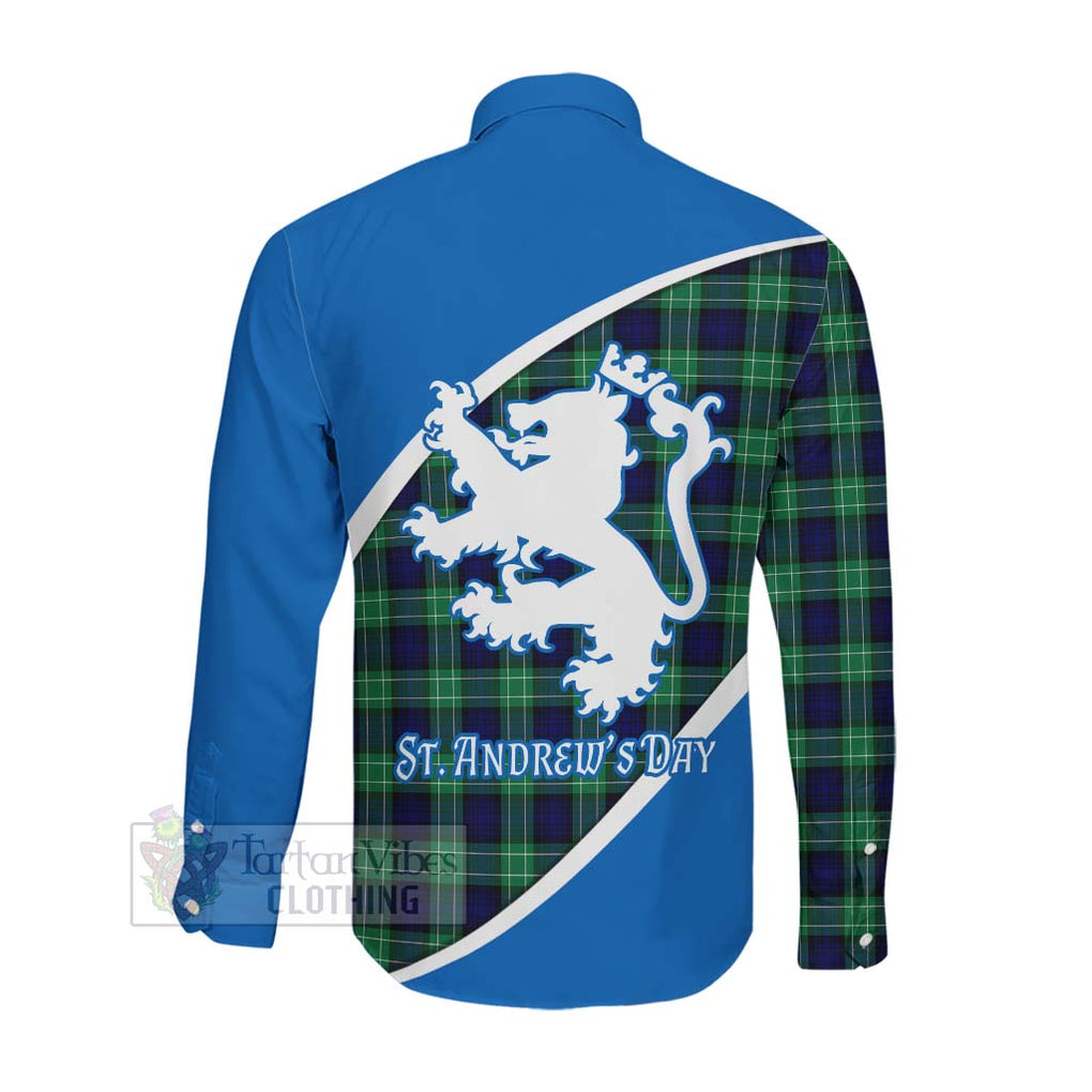 Tartan Vibes Clothing Abercrombie Family Crest Tartan Long Sleeve Button Shirt Celebrate Saint Andrew's Day in Style