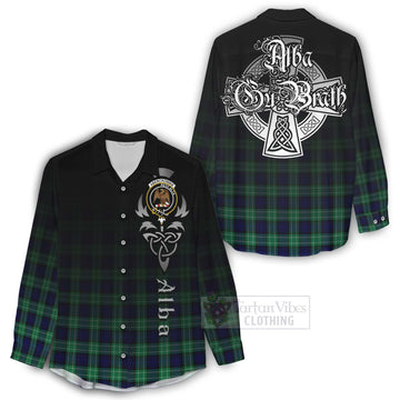 Abercrombie Tartan Women's Casual Shirt Featuring Alba Gu Brath Family Crest Celtic Inspired