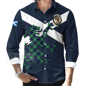 Abercrombie Tartan Lion Rampant Long Sleeve Button Shirt Proudly Display Your Heritage with Alba Gu Brath and Clan Name