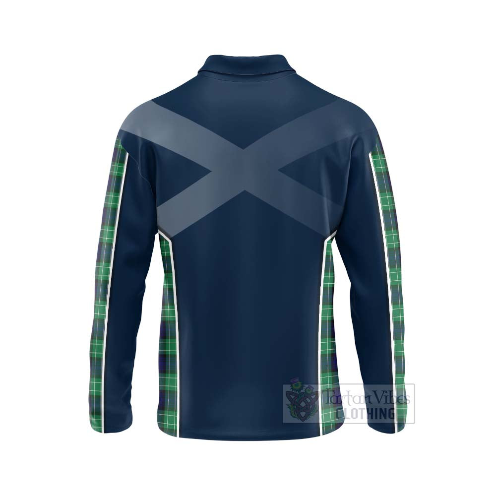 Tartan Vibes Clothing Abercrombie Tartan Long Sleeve Polo Shirt with Family Crest and Scottish Thistle Vibes Sport Style