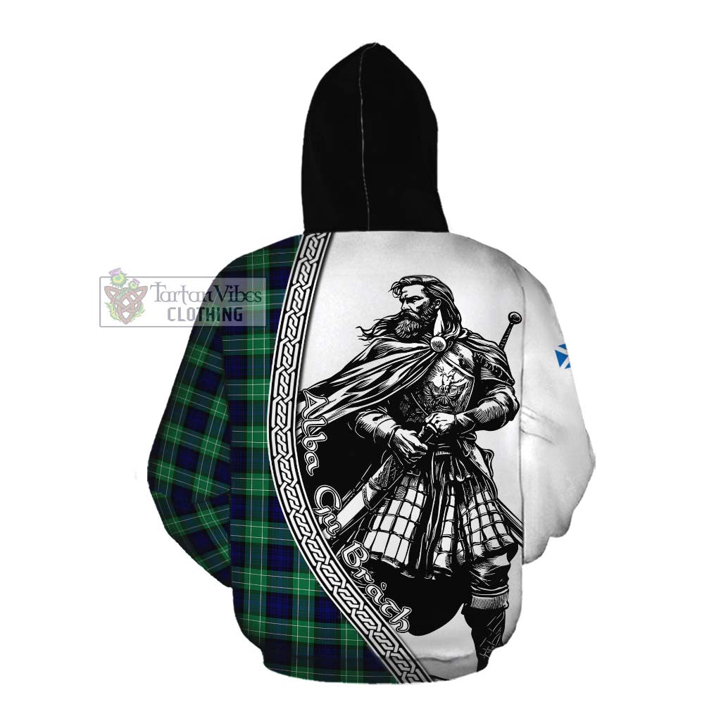 Tartan Vibes Clothing Abercrombie Tartan Clan Crest Cotton Hoodie with Highlander Warrior Celtic Style