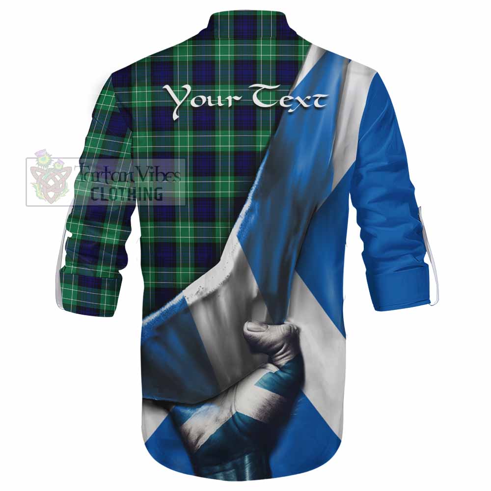 Tartan Vibes Clothing Abercrombie Tartan Ghillie Kilt Shirt with Family Crest Scotland Patriotic Style