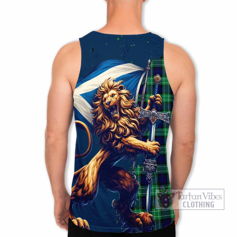 Tartan Vibes Clothing Abercrombie Tartan Family Crest Men's Tank Top with Scottish Majestic Lion