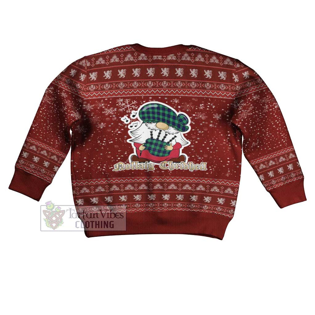 Tartan Vibes Clothing Abercrombie Clan Christmas Kid Ugly Sweater with Gnome Playing Bagpipes