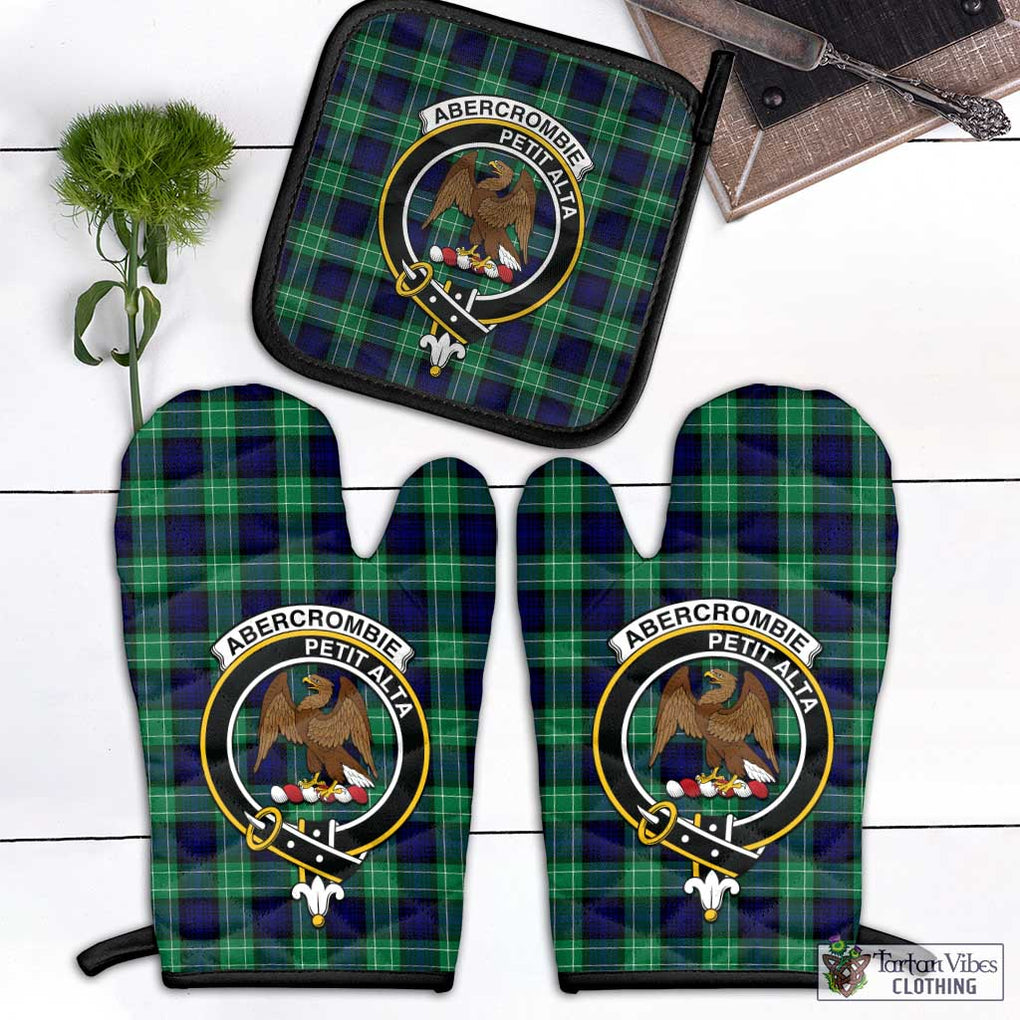 Abercrombie Tartan Combo Oven Mitt & Pot-Holder with Family Crest Combo 1 Oven Mitt & 1 Pot-Holder Black - Tartan Vibes Clothing