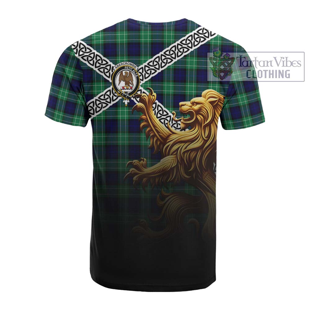 Abercrombie Crest Tartan Cotton T-shirt with Golden Lion Emblem Celtic Style - Tartan Vibes Clothing