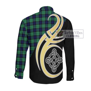 Abercrombie Tartan Long Sleeve Button Shirt with Family Crest and Celtic Symbol Style