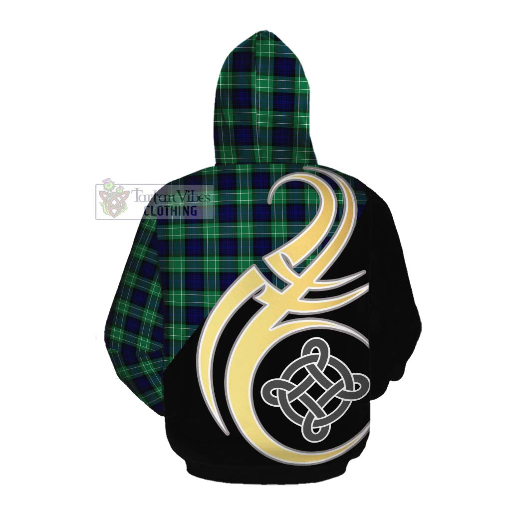 Tartan Vibes Clothing Abercrombie Tartan Cotton Hoodie with Family Crest and Celtic Symbol Style