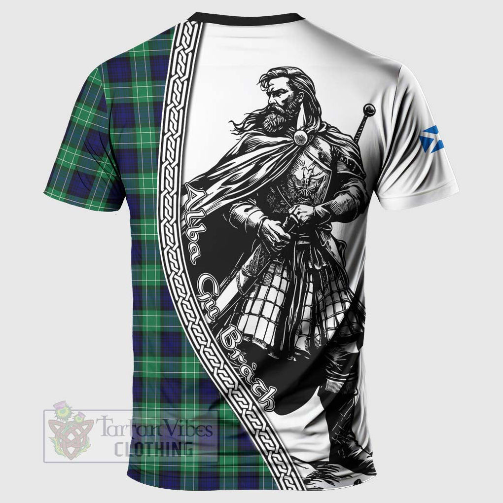 Tartan Vibes Clothing Abercrombie Tartan Clan Crest T-Shirt with Highlander Warrior Celtic Style