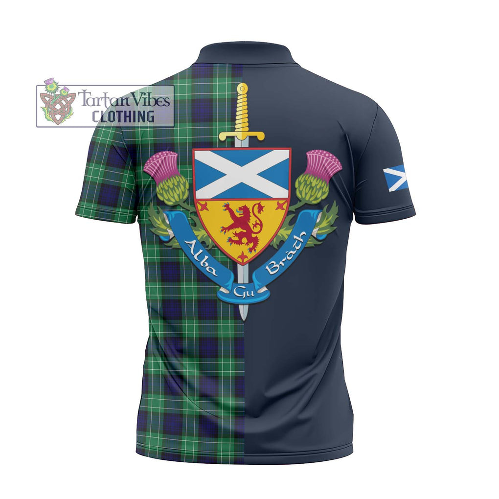 Tartan Vibes Clothing Abercrombie Tartan Zipper Polo Shirt with Scottish Lion Royal Arm Half Style