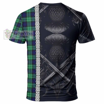 Abercrombie Tartan T-Shirt with Family Crest Cross Sword Thistle Celtic Vibes