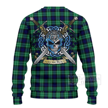 Abercrombie Tartan Ugly Sweater with Family Crest Celtic Skull Style