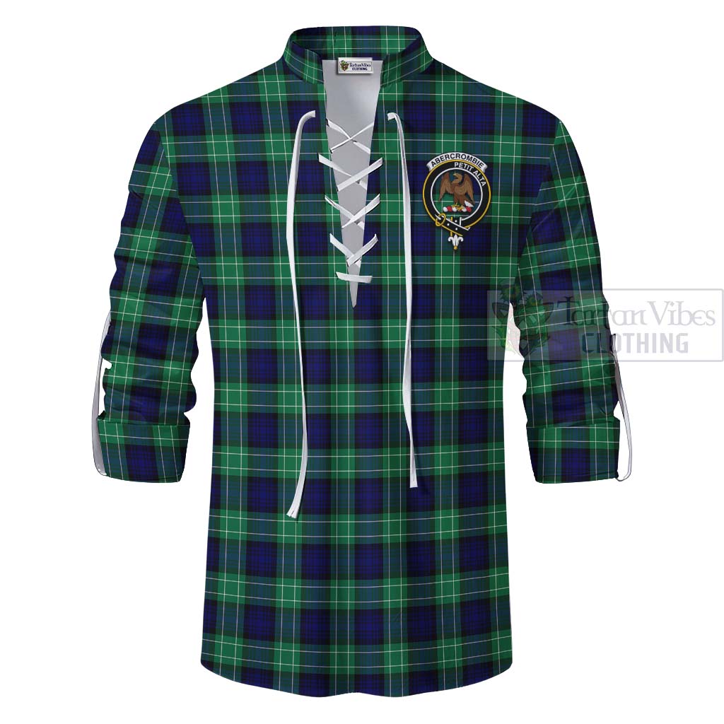 Tartan Vibes Clothing Abercrombie Tartan Ghillie Kilt Shirt with Family Crest Celtic Skull Style