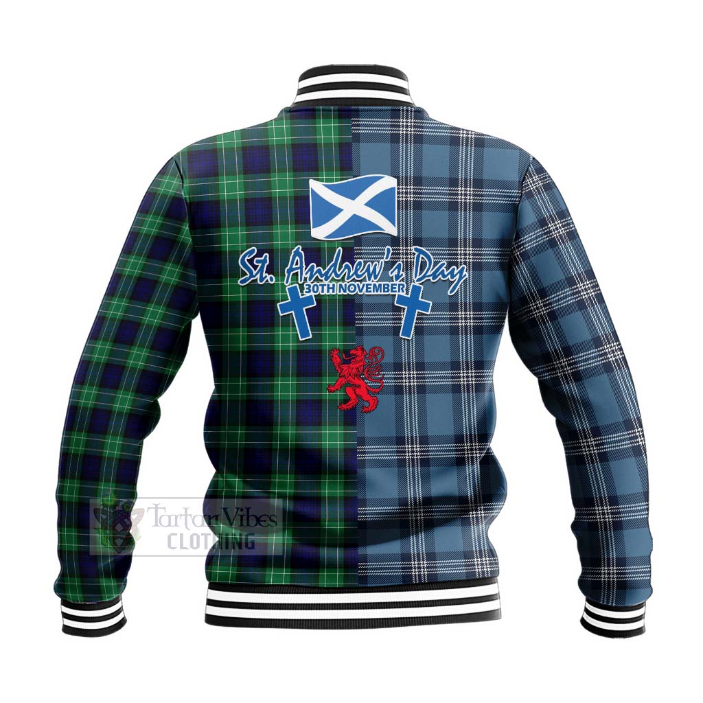 Tartan Vibes Clothing Abercrombie Tartan Baseball Jacket Happy St. Andrew's Day Half Tartan Style