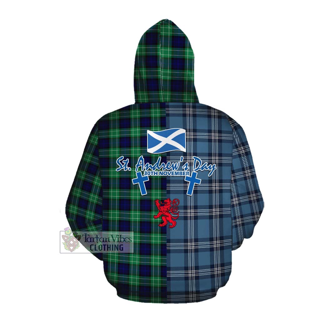 Tartan Vibes Clothing Abercrombie Tartan Cotton Hoodie Happy St. Andrew's Day Half Tartan Style