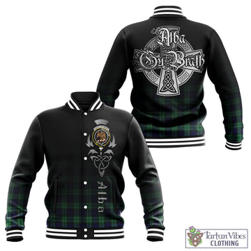 Abercrombie Tartan Baseball Jacket Featuring Alba Gu Brath Family Crest Celtic Inspired