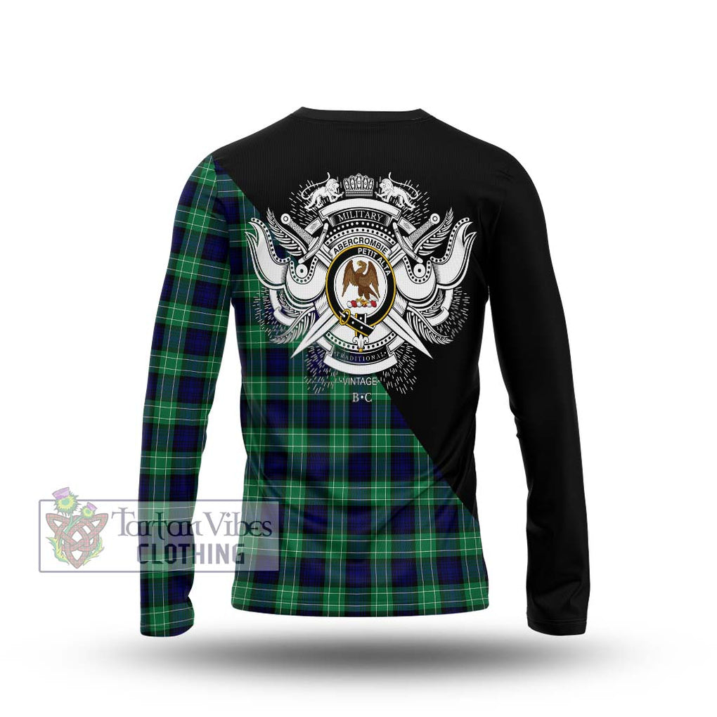 Abercrombie Tartan Long Sleeve T-Shirt with Family Crest and Military Logo Style - Tartanvibesclothing Shop