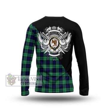 Abercrombie Tartan Long Sleeve T-Shirt with Family Crest and Military Logo Style