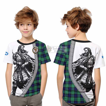 Abercrombie Tartan Clan Crest Kid T-Shirt with Highlander Warrior Celtic Style