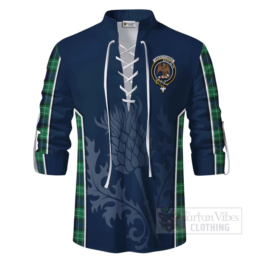 Tartan Vibes Clothing Abercrombie Tartan Ghillie Kilt Shirt with Family Crest and Scottish Thistle Vibes Sport Style